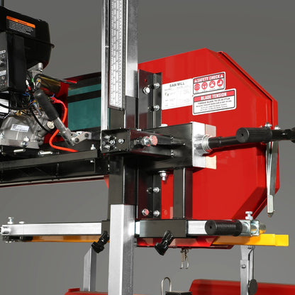 32" Portable Sawmill (5 x Blades Included), 420cc 15HP E-Start Gasoline Engine, 29" Board Width, 20' Track Length (13' Track Length + 6.6' Track Extension Included) , SM32