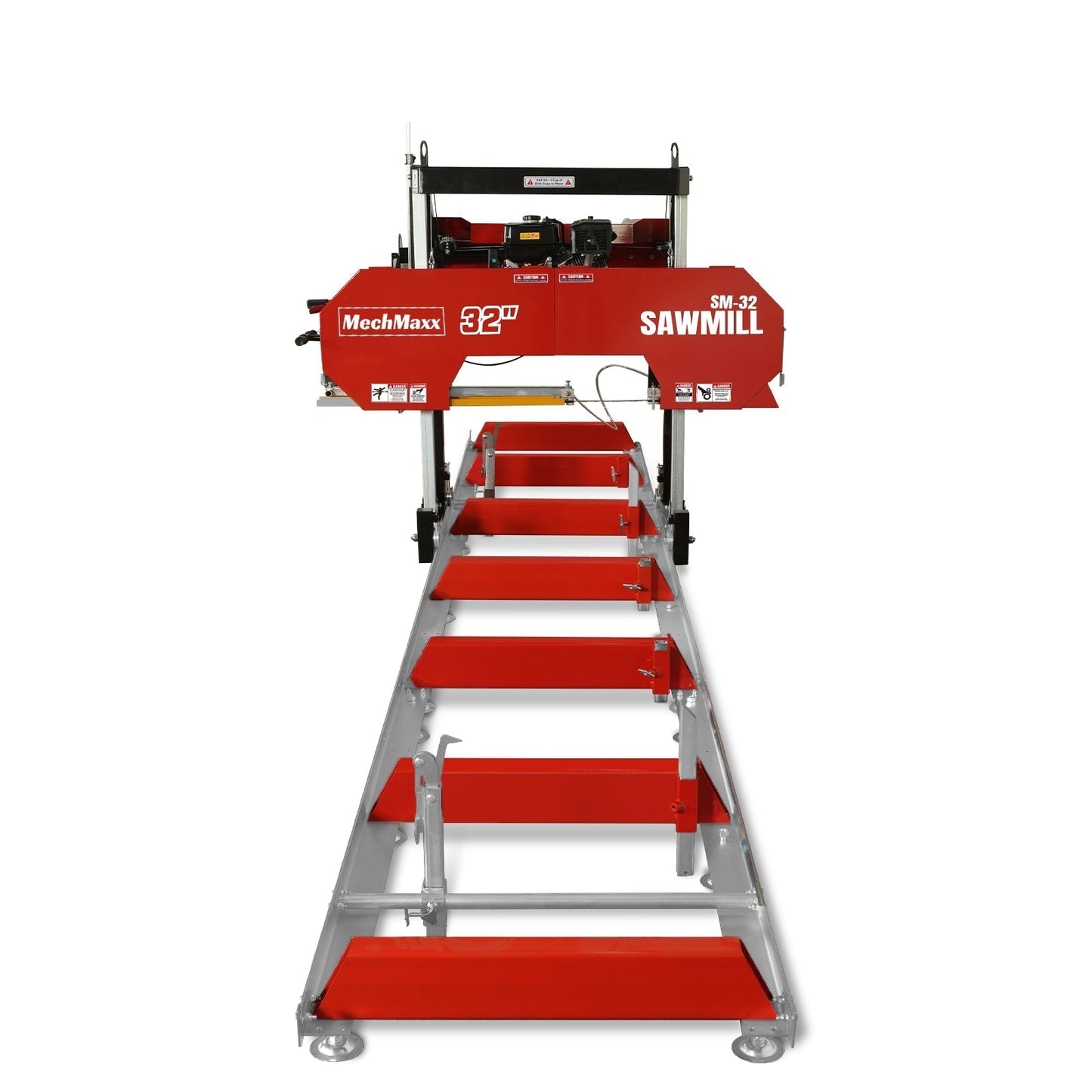 32" Portable Sawmill (5 x Blades Included), 420cc 15HP E-Start Gasoline Engine, 29" Board Width, 20' Track Length (13' Track Length + 6.6' Track Extension Included) , SM32