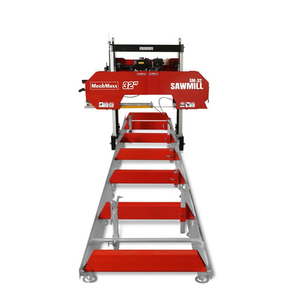 32" Portable Sawmill (5 x Blades Included), 420cc 15HP E-Start Gasoline Engine, 29" Board Width, 20' Track Length (13' Track Length + 6.6' Track Extension Included) , SM32