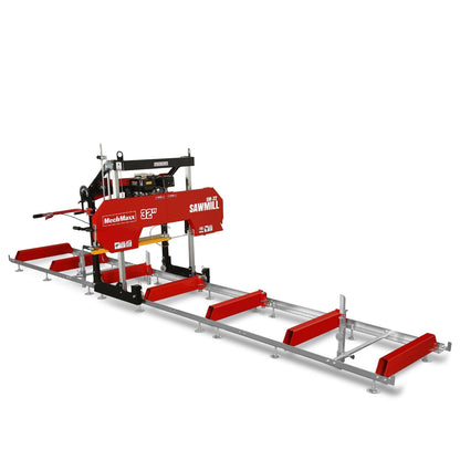 32" Portable Sawmill (5 x Blades Included), 420cc 15HP E-Start Gasoline Engine, 29" Board Width, 20' Track Length (13' Track Length + 6.6' Track Extension Included) , SM32