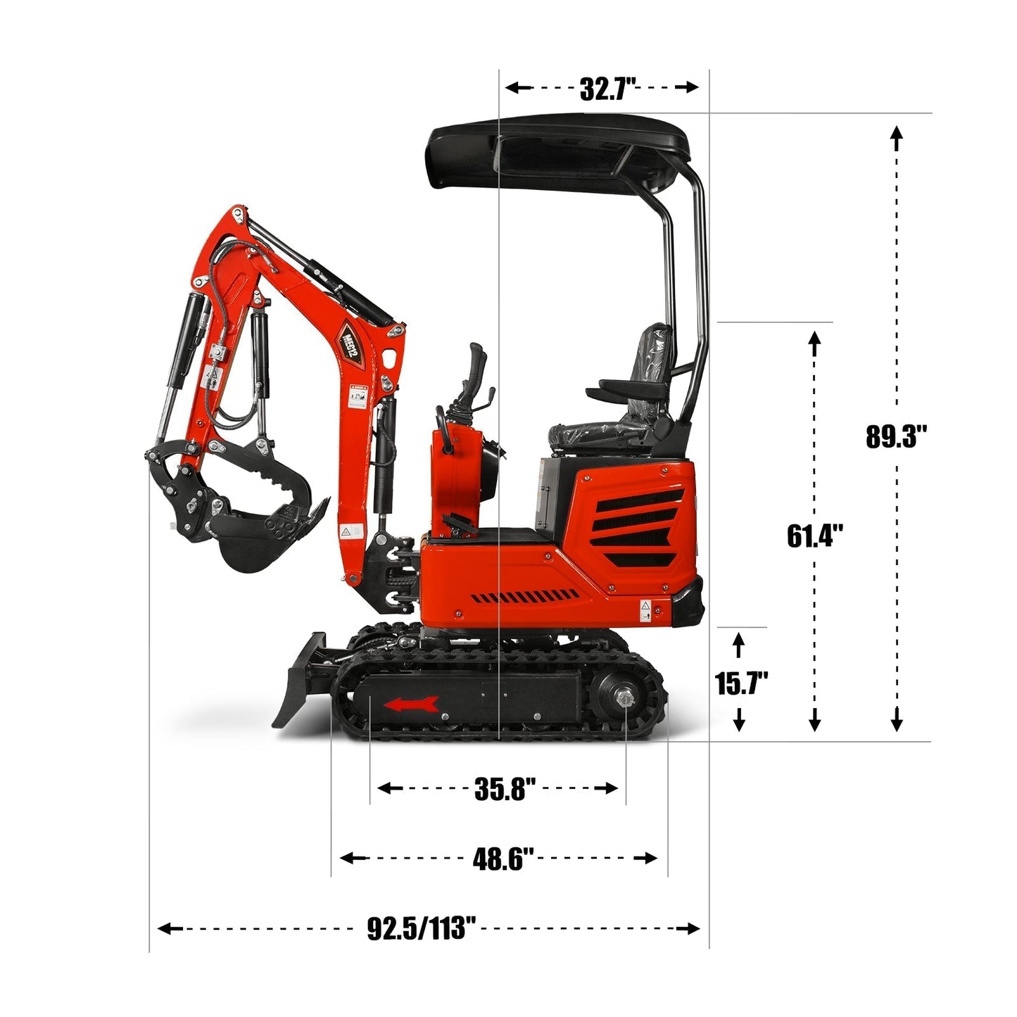 Mini Compact Excavator HONDA GX390 Engine, 65.7” Max. Digging Depth, 2100 LBS Operating Weight, MEC12