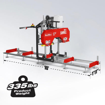 MechMaxx 18'' Portable Sawmill, DUCAR 212cc 7HP Gasoline Engine, 15" Board Width And 7'' Board Thickness,10' Track Length, Model SM-18