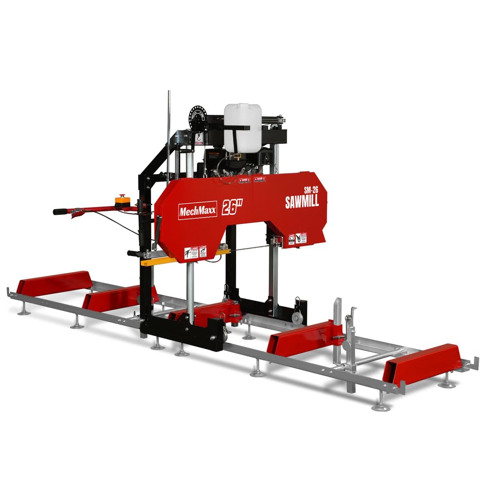 MechMaxx 18'' Portable Sawmill, DUCAR 212cc 7HP Gasoline Engine, 15" Board Width And 7'' Board Thickness,10' Track Length, Model SM-18