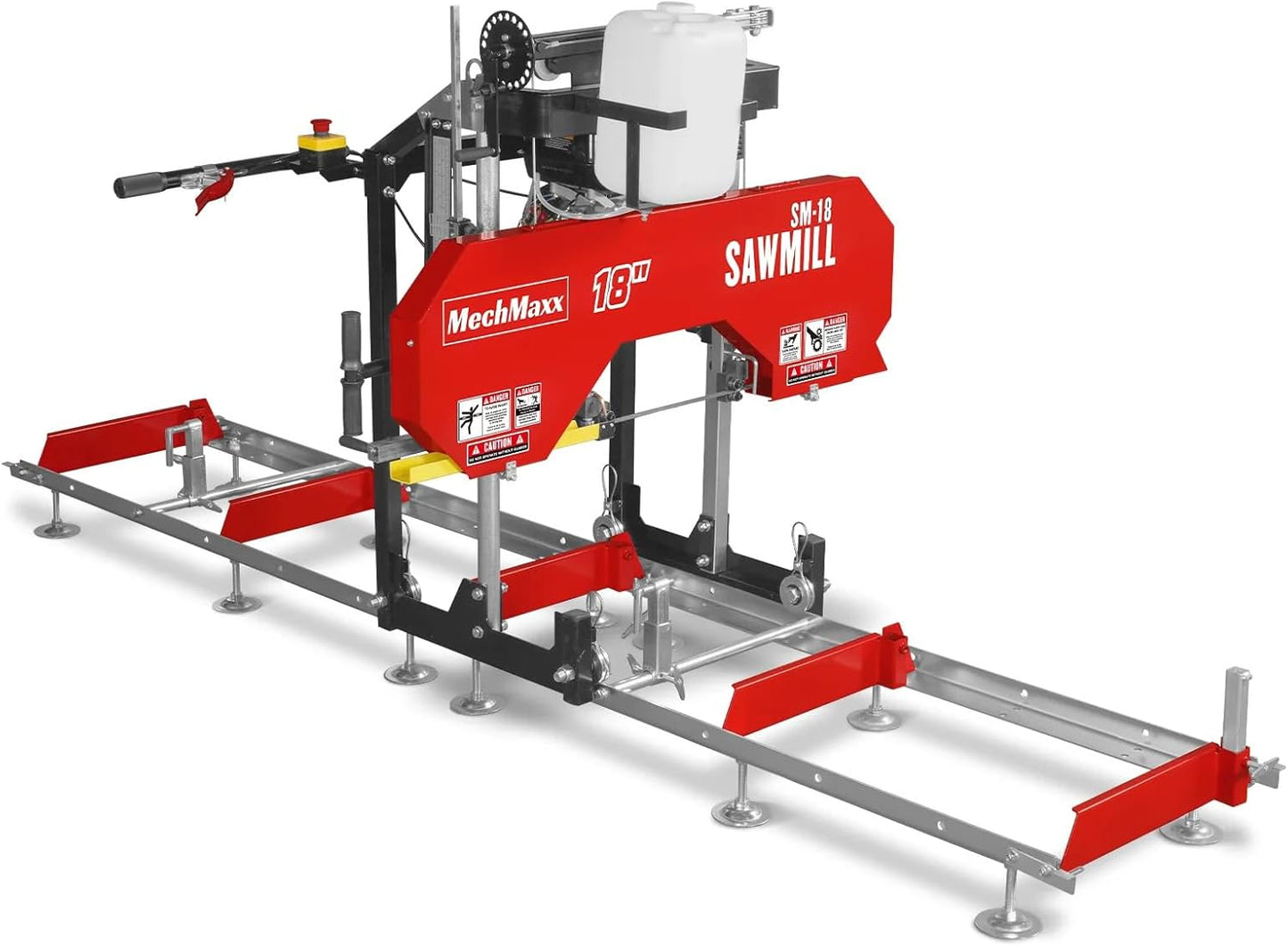 MechMaxx 18'' Portable Sawmill, DUCAR 212cc 7HP Gasoline Engine, 15" Board Width And 7'' Board Thickness,10' Track Length, Model SM-18