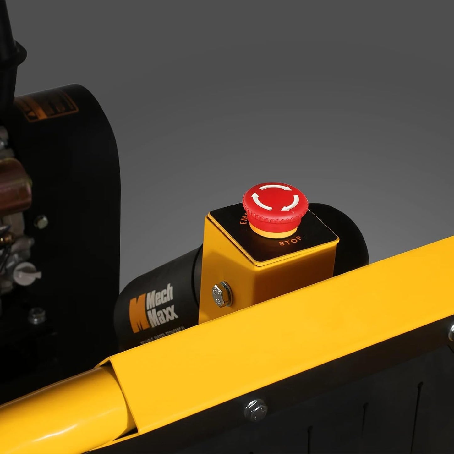 MechMaxx 6 inch ZONSEN 459cc 15hp E-Start Gas Powered 4-Wheels Wood Chipper Shredder Mulcher with Towbar/Tail Light/Emergency Stop Button/Stop Bar, Model B150 Yellow