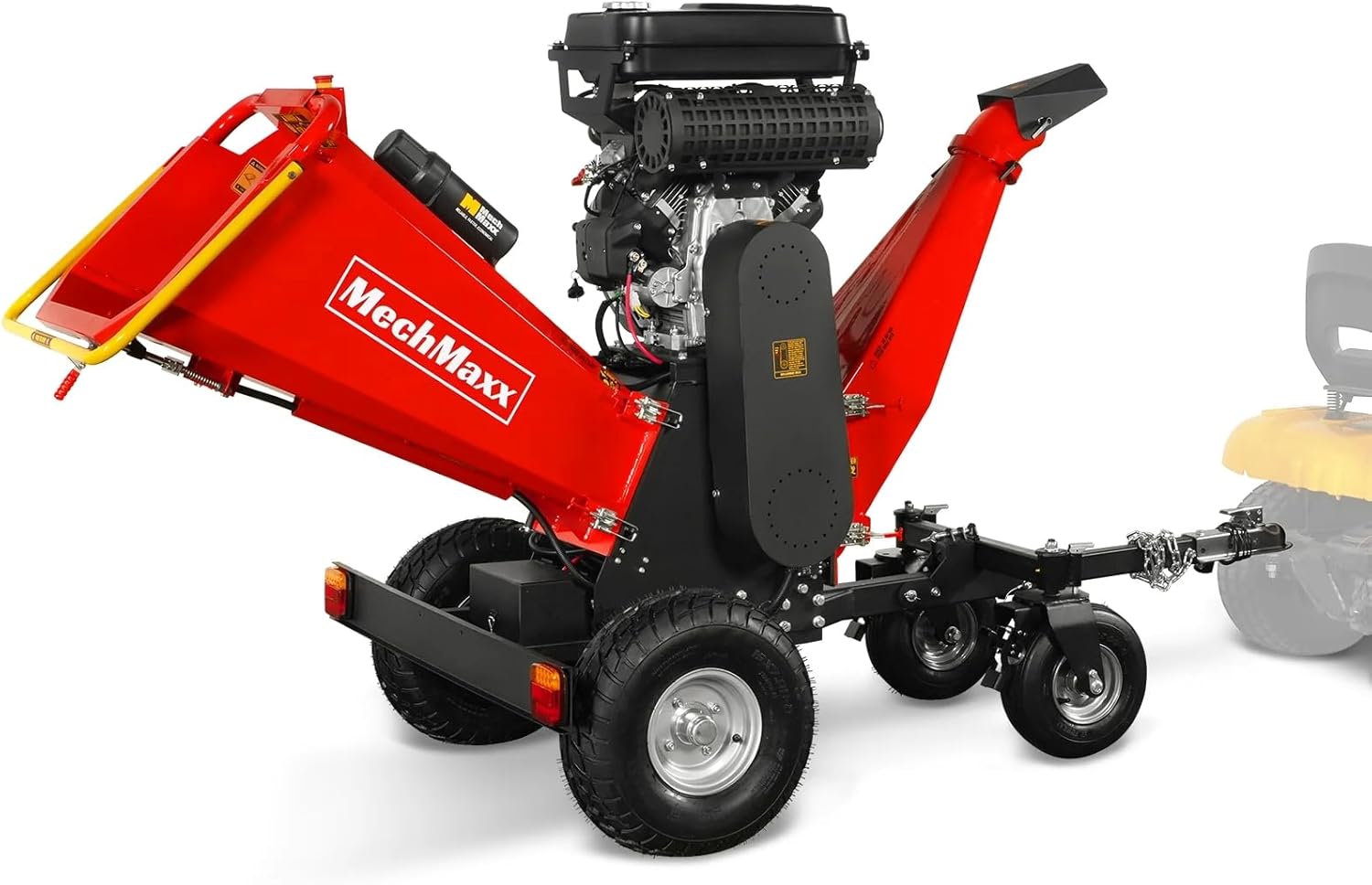 MechMaxx 8'' Inch ZONSEN 1000cc 35hp Electric Start Gasoline Powered Engine 4-Wheels Towable Wood Chipper Shredder Mulcher with Towbar/Tail Light/Emergency Stop Switch, Model B200