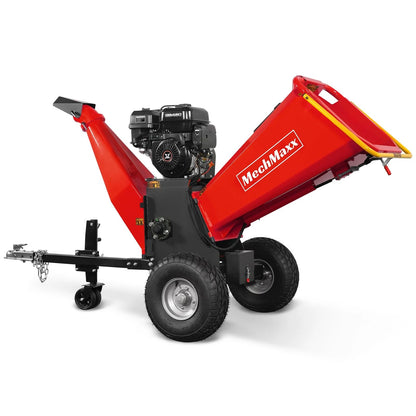 MechMaxx 4 inch DUCAR 212cc 7HP Gasoline Engine Powered Wood Chipper Shredder with Tow Bar, 4" Max Chipping Diameter Capacity, Emergency Stop Button, Model GS650