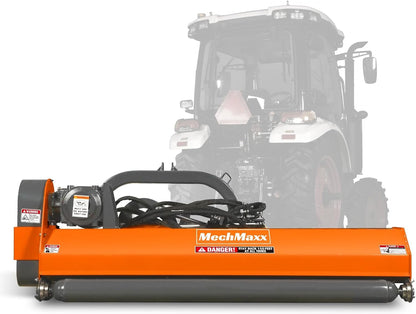 MechMaxx 65" Inch PTO Drive 3 Point Hitch Offset Flail Ditch Bank Mower for 30-60HP CAT 1 Tractor, 85'' Offset Distance,60°/90° Rotation Angle, 28 Hammers, Model VAM65