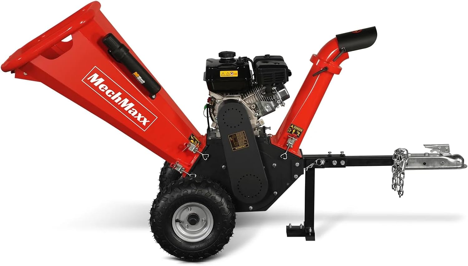 MechMaxx 4 inch DUCAR 212cc 7HP Gasoline Engine Powered Wood Chipper Shredder with Tow Bar, 4" Max Chipping Diameter Capacity, Emergency Stop Button, Model GS650