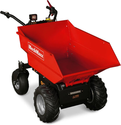 MechMaxx 1100Lbs Loading Battery Powered Barrow Electric Mini Dumper Dump Cart Wheel Barrow, with 30W Light, 1000W 48V Brushless DC Motor, LED Display Screen, Model E50 (Red)