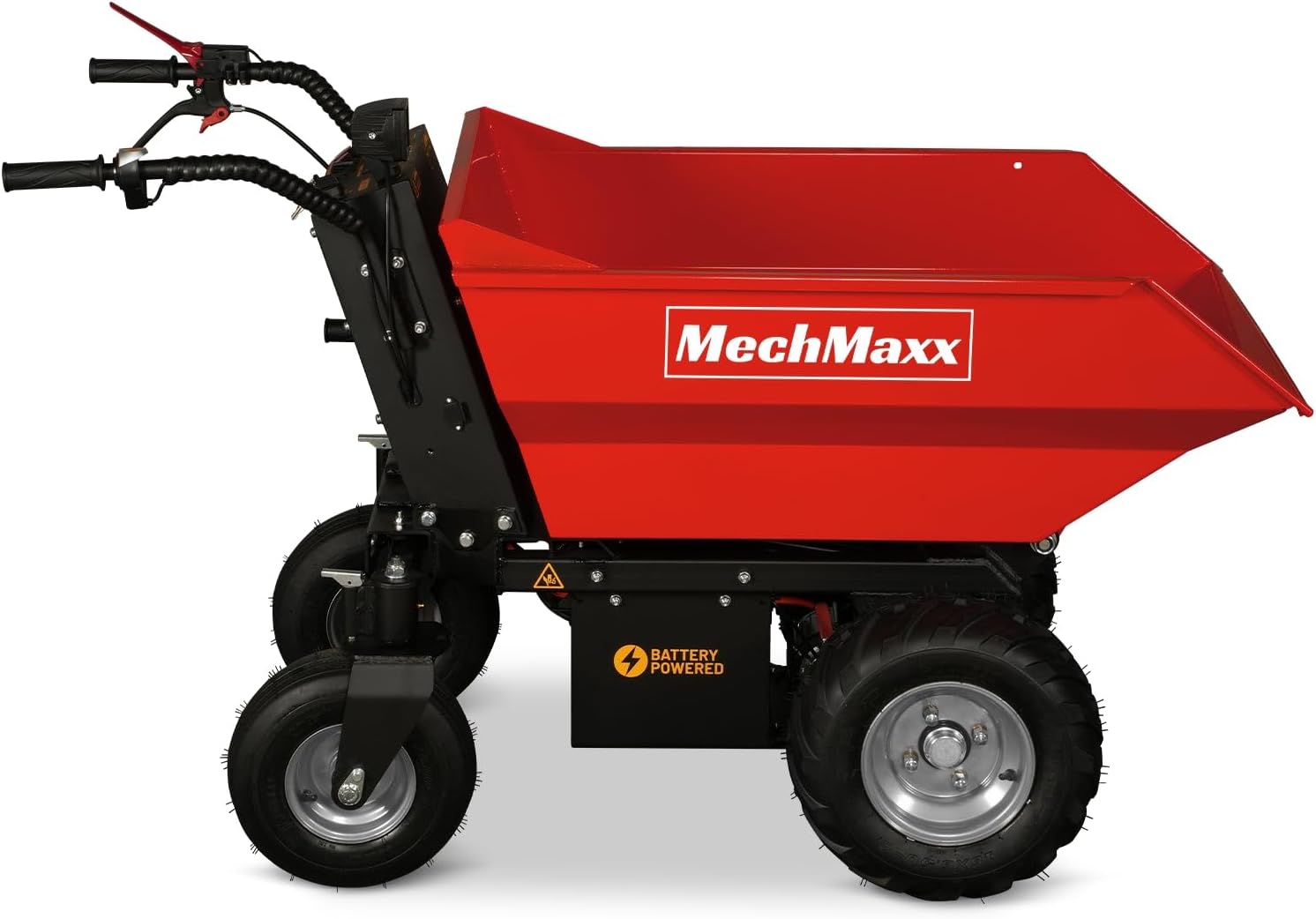 MechMaxx 1100Lbs Loading Battery Powered Barrow Electric Mini Dumper Dump Cart Wheel Barrow, with 30W Light, 1000W 48V Brushless DC Motor, LED Display Screen, Model E50 (Red)