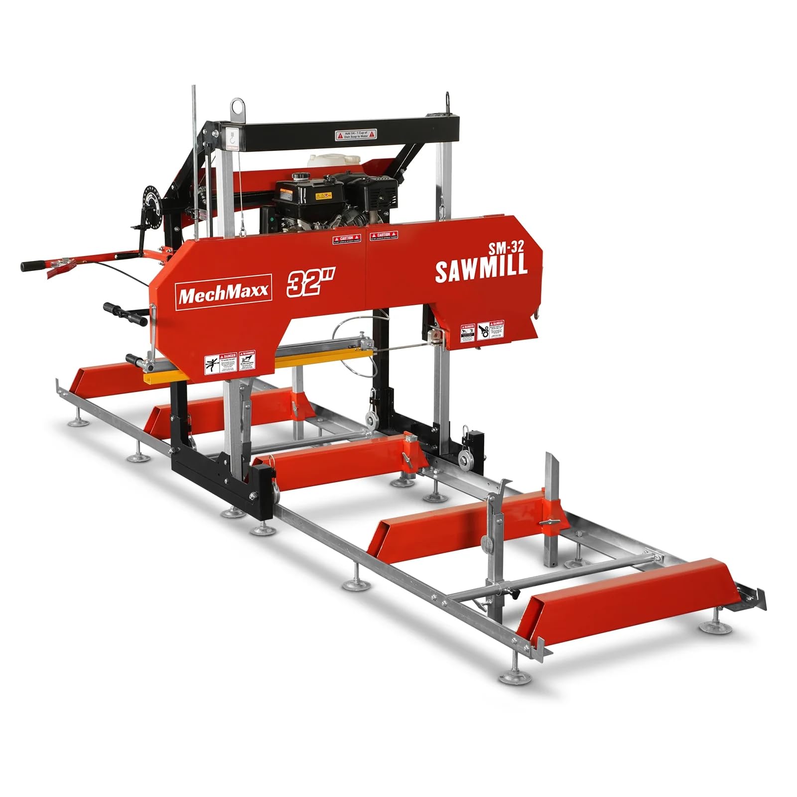 MechMaxx 18'' Portable Sawmill, DUCAR 212cc 7HP Gasoline Engine, 15" Board Width And 7'' Board Thickness,10' Track Length, Model SM-18