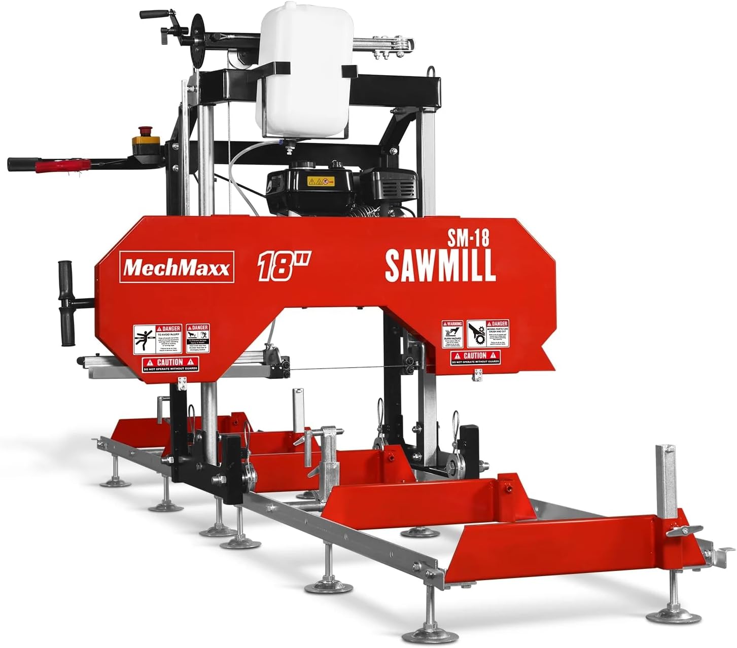 MechMaxx 18'' Portable Sawmill, DUCAR 212cc 7HP Gasoline Engine, 15" Board Width And 7'' Board Thickness,10' Track Length, Model SM-18