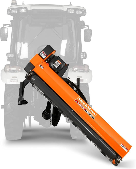 MechMaxx 65" Inch PTO Drive 3 Point Hitch Offset Flail Ditch Bank Mower for 30-60HP CAT 1 Tractor, 85'' Offset Distance,60°/90° Rotation Angle, 28 Hammers, Model VAM65