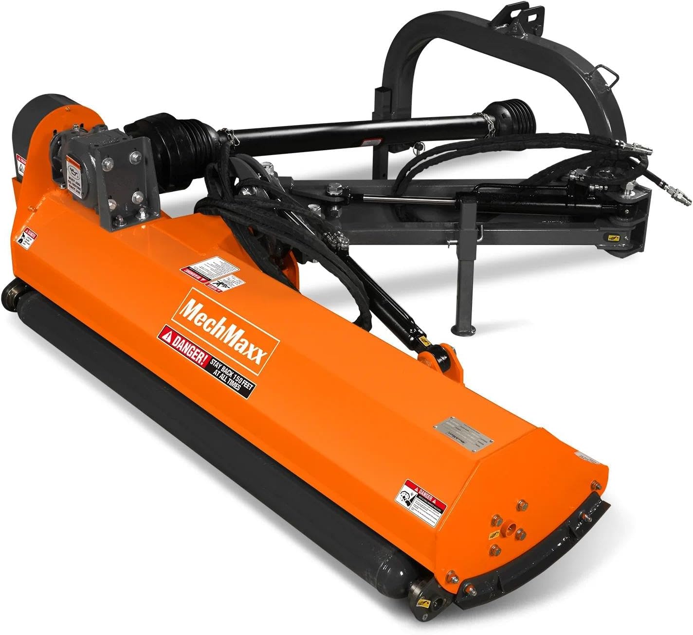 MechMaxx 65" Inch PTO Drive 3 Point Hitch Offset Flail Ditch Bank Mower for 30-60HP CAT 1 Tractor, 85'' Offset Distance,60°/90° Rotation Angle, 28 Hammers, Model VAM65