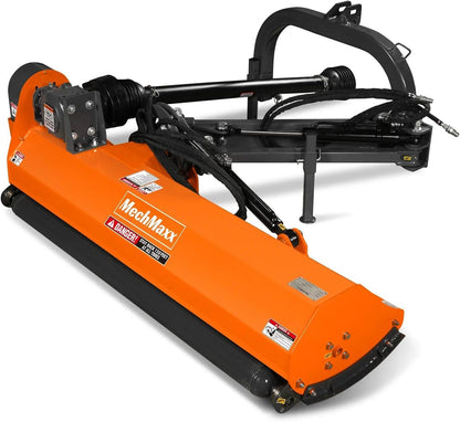 MechMaxx 65" Inch PTO Drive 3 Point Hitch Offset Flail Ditch Bank Mower for 30-60HP CAT 1 Tractor, 85'' Offset Distance,60°/90° Rotation Angle, 28 Hammers, Model VAM65
