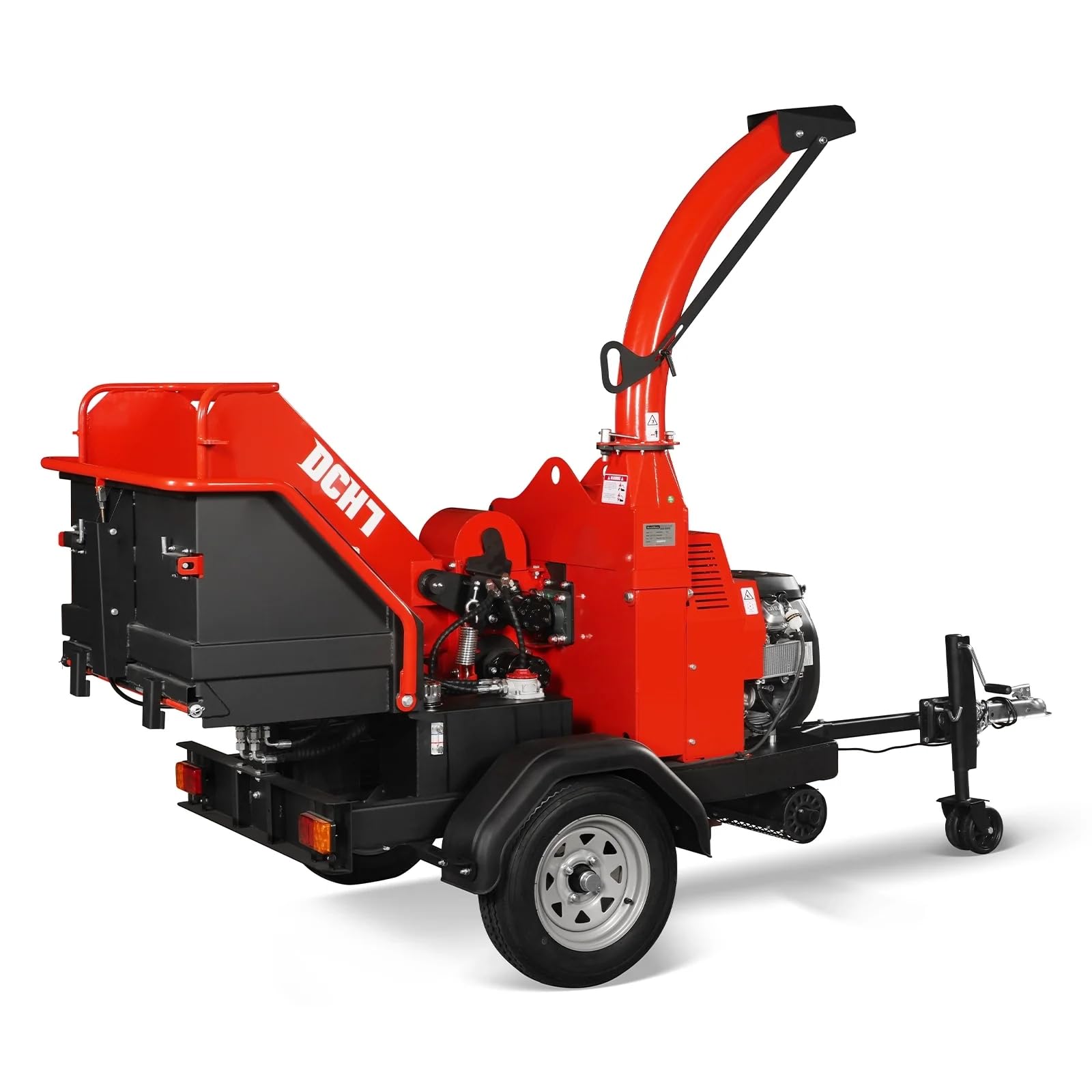 MechMaxx 6 inch ZONSEN 459cc 15hp Electric Start Gas Powered Wood Chipper Shredder Mulcher with Towbar, 6" Max Chipping Diameter Capacity,with Emergency Stop Button&Stop Bar,Model P4206 Orange