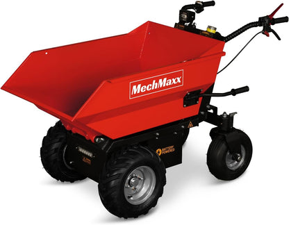 MechMaxx 1100Lbs Loading Battery Powered Barrow Electric Mini Dumper Dump Cart Wheel Barrow, with 30W Light, 1000W 48V Brushless DC Motor, LED Display Screen, Model E50 (Red)