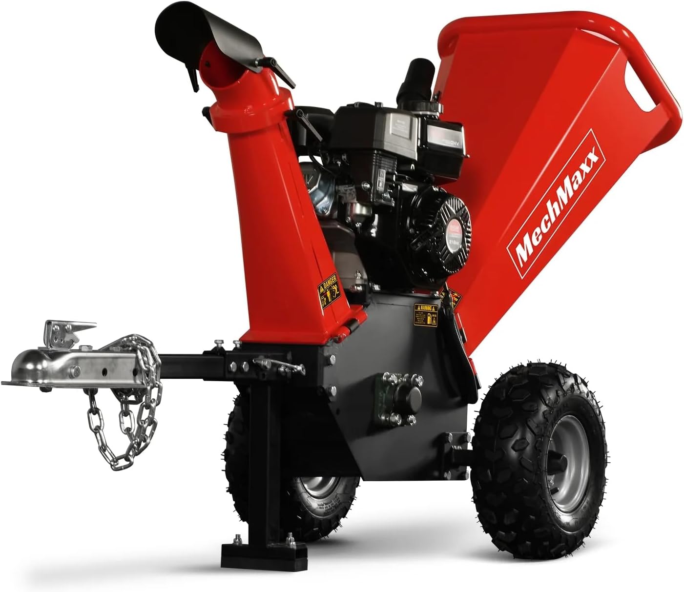 MechMaxx 4 inch DUCAR 212cc 7HP Gasoline Engine Powered Wood Chipper Shredder with Tow Bar, 4" Max Chipping Diameter Capacity, Emergency Stop Button, Model GS650