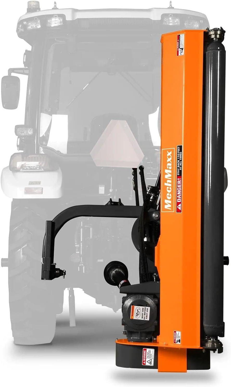 MechMaxx 65" Inch PTO Drive 3 Point Hitch Offset Flail Ditch Bank Mower for 30-60HP CAT 1 Tractor, 85'' Offset Distance,60°/90° Rotation Angle, 28 Hammers, Model VAM65