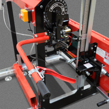 32" Portable Sawmill (5 x Blades Included), 420cc 15HP E-Start Gasoline Engine, 29" Board Width, 20' Track Length (13' Track Length + 6.6' Track Extension Included) , SM32