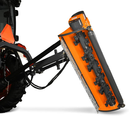 MechMaxx 65" Inch PTO Drive 3 Point Hitch Offset Flail Ditch Bank Mower for 30-60HP CAT 1 Tractor, 85'' Offset Distance,60°/90° Rotation Angle, 28 Hammers, Model VAM65