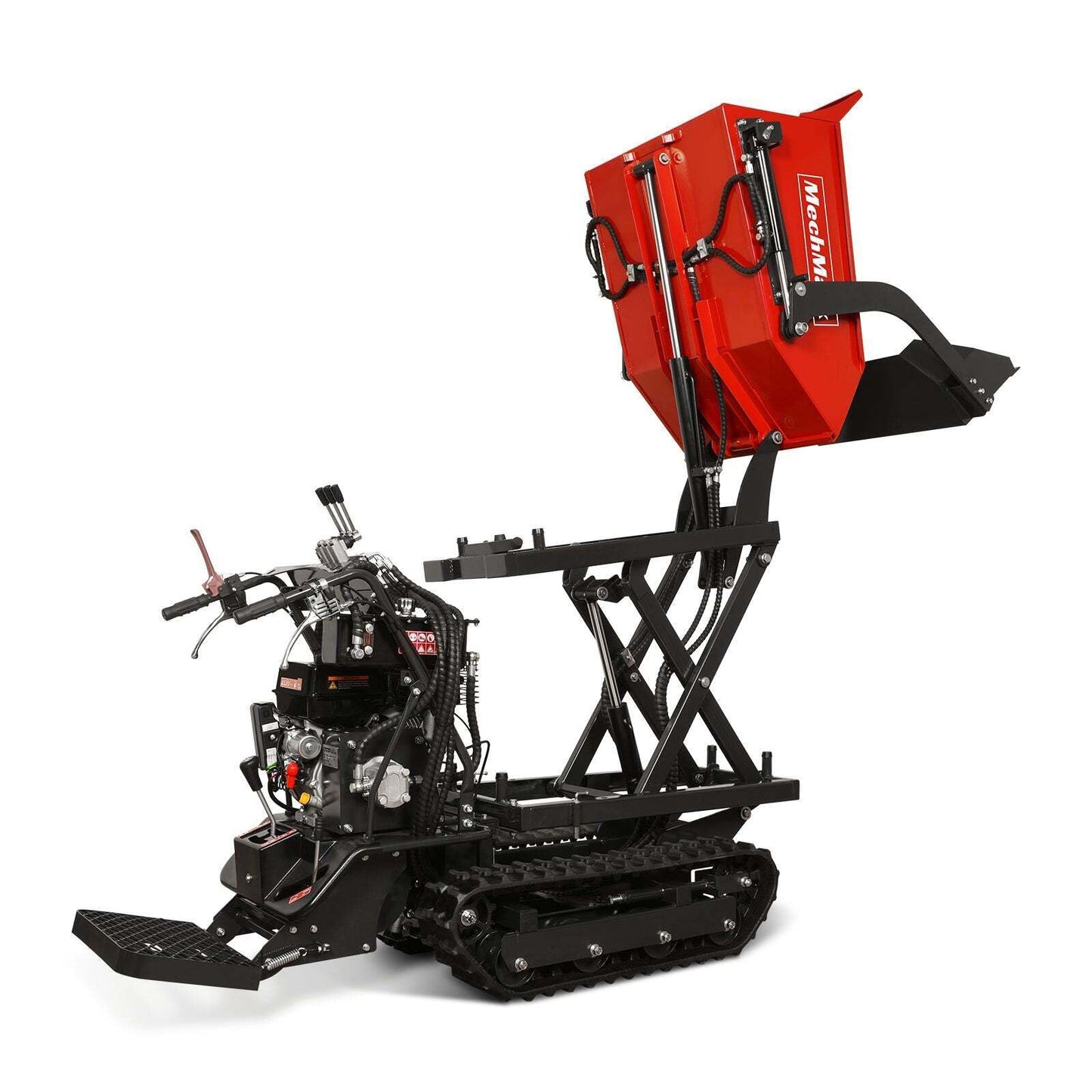 MechMaxx 1100Lbs Loading Battery Powered Barrow Electric Mini Dumper Dump Cart Wheel Barrow, with 30W Light, 1000W 48V Brushless DC Motor, LED Display Screen, Model E50 (Red)