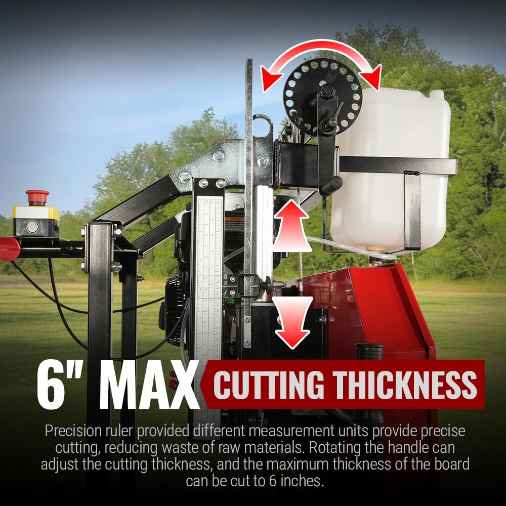 MechMaxx 18'' Portable Sawmill, DUCAR 212cc 7HP Gasoline Engine, 15" Board Width And 7'' Board Thickness,10' Track Length, Model SM-18