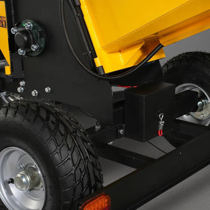 MechMaxx 6 inch ZONSEN 459cc 15hp E-Start Gas Powered 4-Wheels Wood Chipper Shredder Mulcher with Towbar/Tail Light/Emergency Stop Button/Stop Bar, Model B150 Yellow