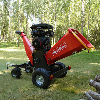 8 inch ZONSEN E-Start 1000cc 35hp Gas Powered 4 - Wheel Drum Wood Chipper with Taillight ,  B200