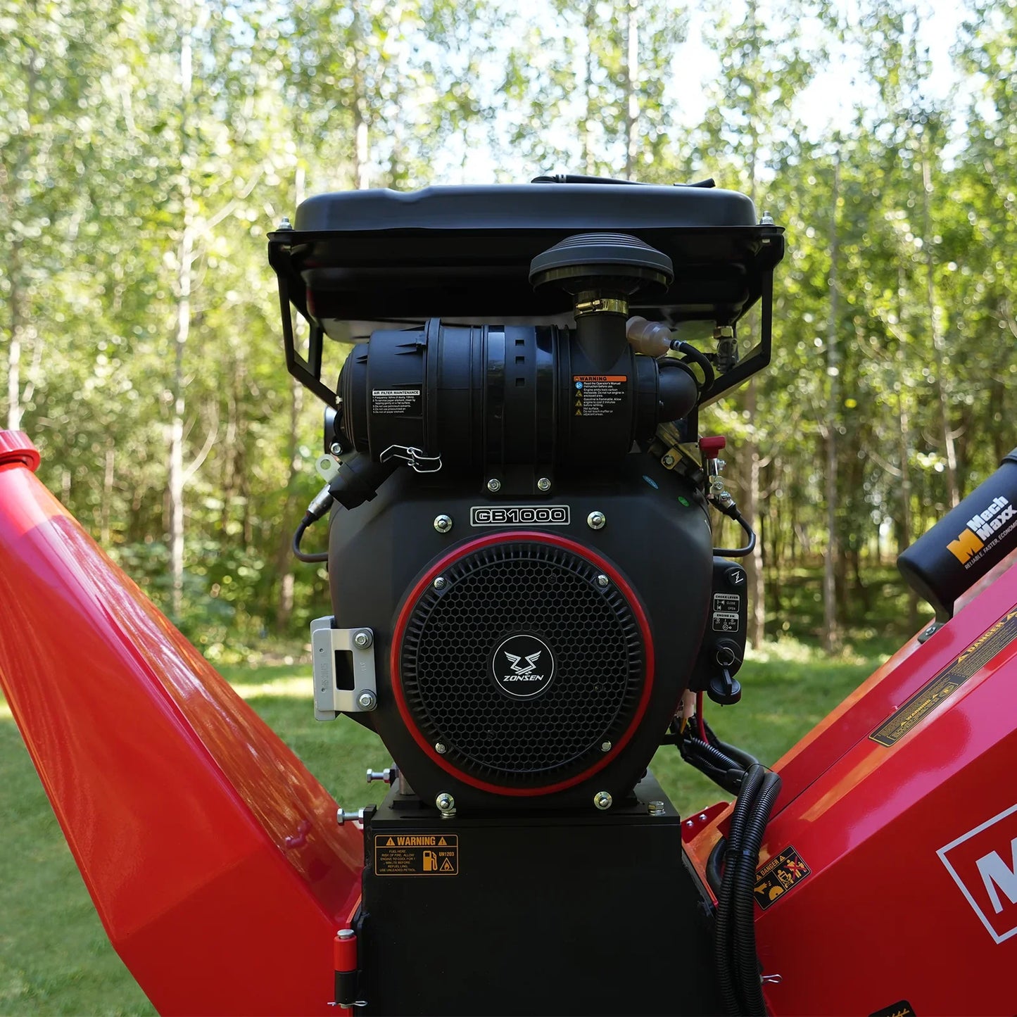 8 inch ZONSEN E-Start 1000cc 35hp Gas Powered 4 - Wheel Drum Wood Chipper with Taillight ,  B200
