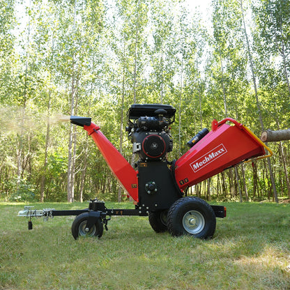 8 inch ZONSEN E-Start 1000cc 35hp Gas Powered 4 - Wheel Drum Wood Chipper with Taillight ,  B200