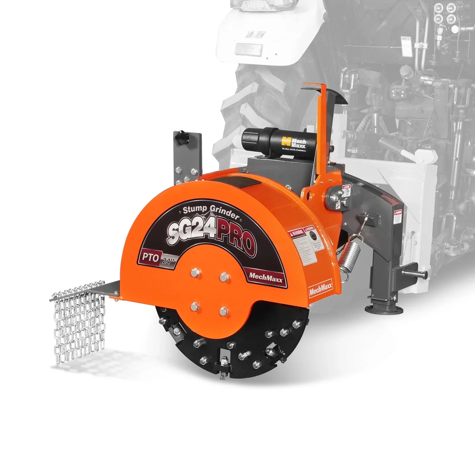 3-Point PTO Stump Grinder with 34 Carbide Teeth (PTO Shaft Included with Slip Clutch),  for 15-45HP Tractor,  SG24PRO