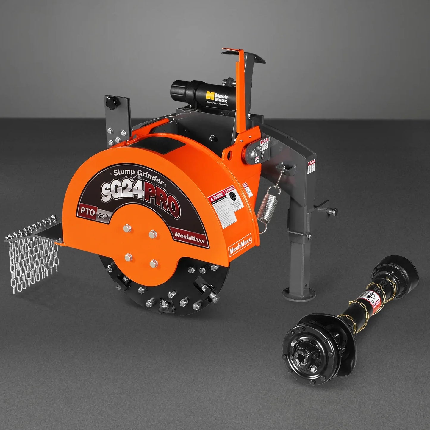 3-Point PTO Stump Grinder with 34 Carbide Teeth (PTO Shaft Included with Slip Clutch),  for 15-45HP Tractor,  SG24PRO